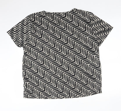 M&S Womens Multicoloured Geometric Polyester Basic T-Shirt Size 16 Round Neck