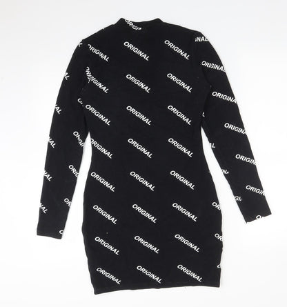 H&M Womens Black  Polyester Bodycon  Size 8  Mock Neck  - ORIGINAL