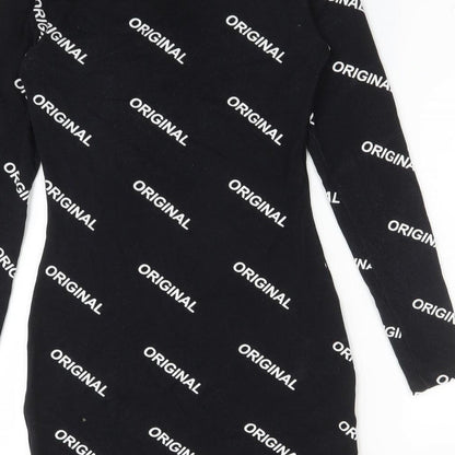H&M Womens Black  Polyester Bodycon  Size 8  Mock Neck  - ORIGINAL