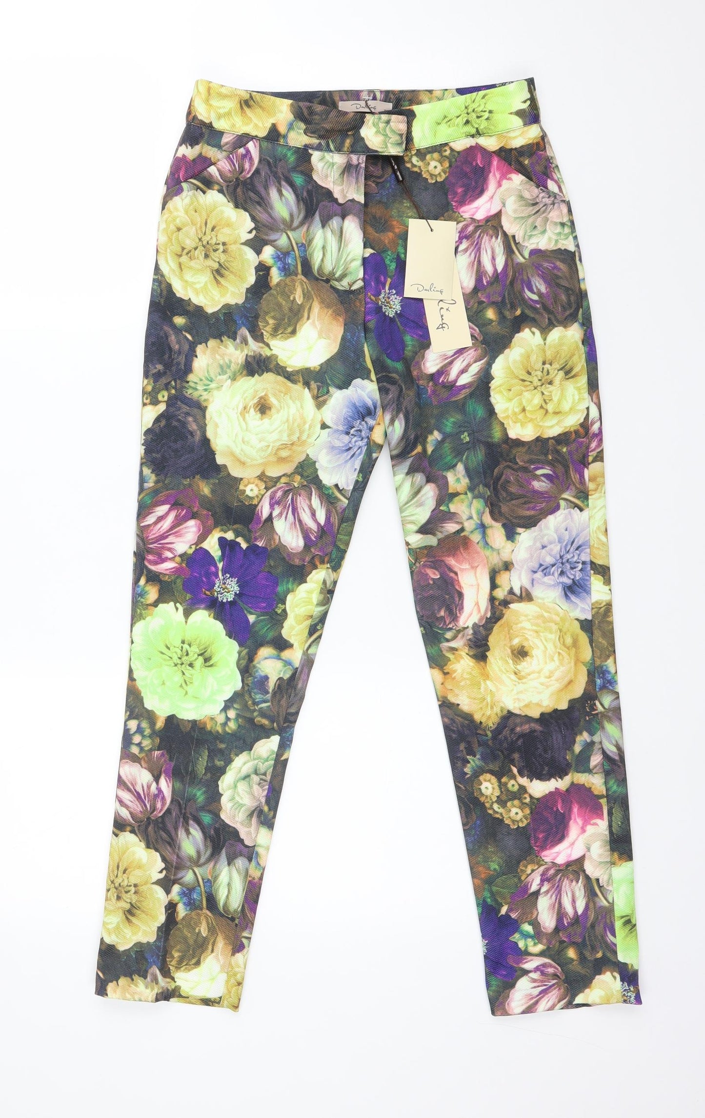 Darling Womens Multicoloured Floral Polyester Capri Trousers Size XS L25 in Regular