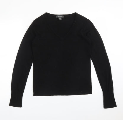 Primark Womens Black  Acrylic Basic T-Shirt Size XS V-Neck