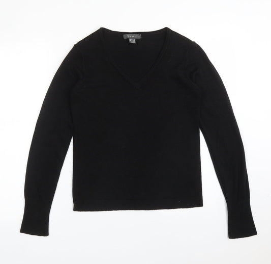 Primark Womens Black  Acrylic Basic T-Shirt Size XS V-Neck