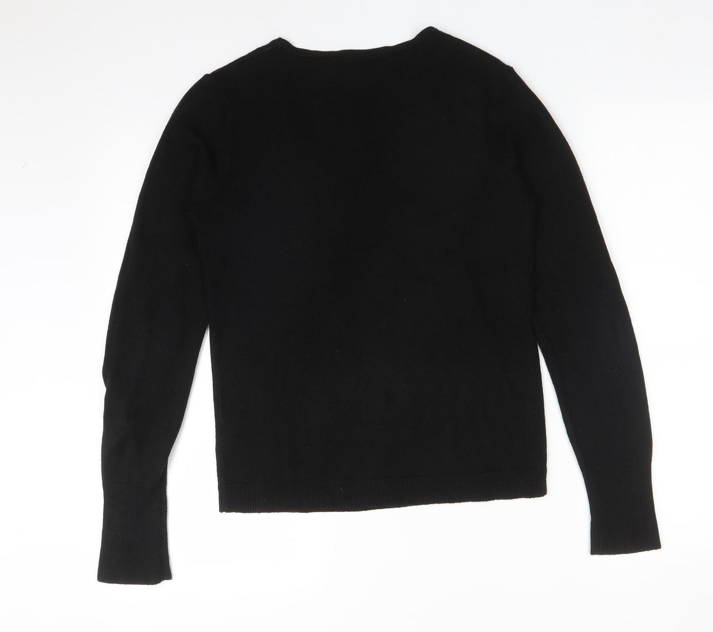 Primark Womens Black  Acrylic Basic T-Shirt Size XS V-Neck