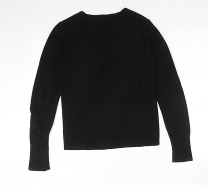 Primark Womens Black  Acrylic Basic T-Shirt Size XS V-Neck