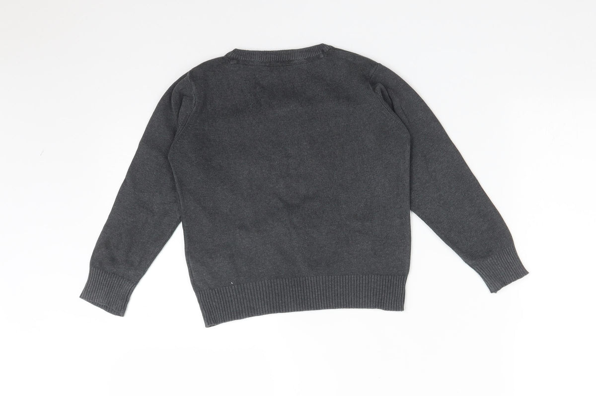 Back view of Marks & Spencer boys’ grey cotton pullover sweatshirt, size 4-5, years - school