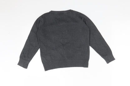 Back view of Marks & Spencer boys’ grey cotton pullover sweatshirt, size 4-5, years - school