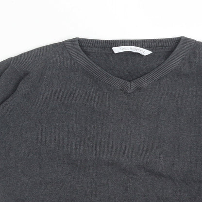 Close-up detail of Marks & Spencer boys’ grey cotton pullover sweatshirt, size 4-5, years - school
