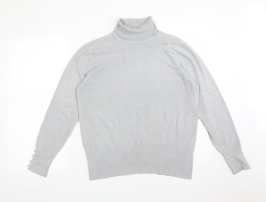 CMD Womens Grey  Acrylic Basic T-Shirt Size L Roll Neck