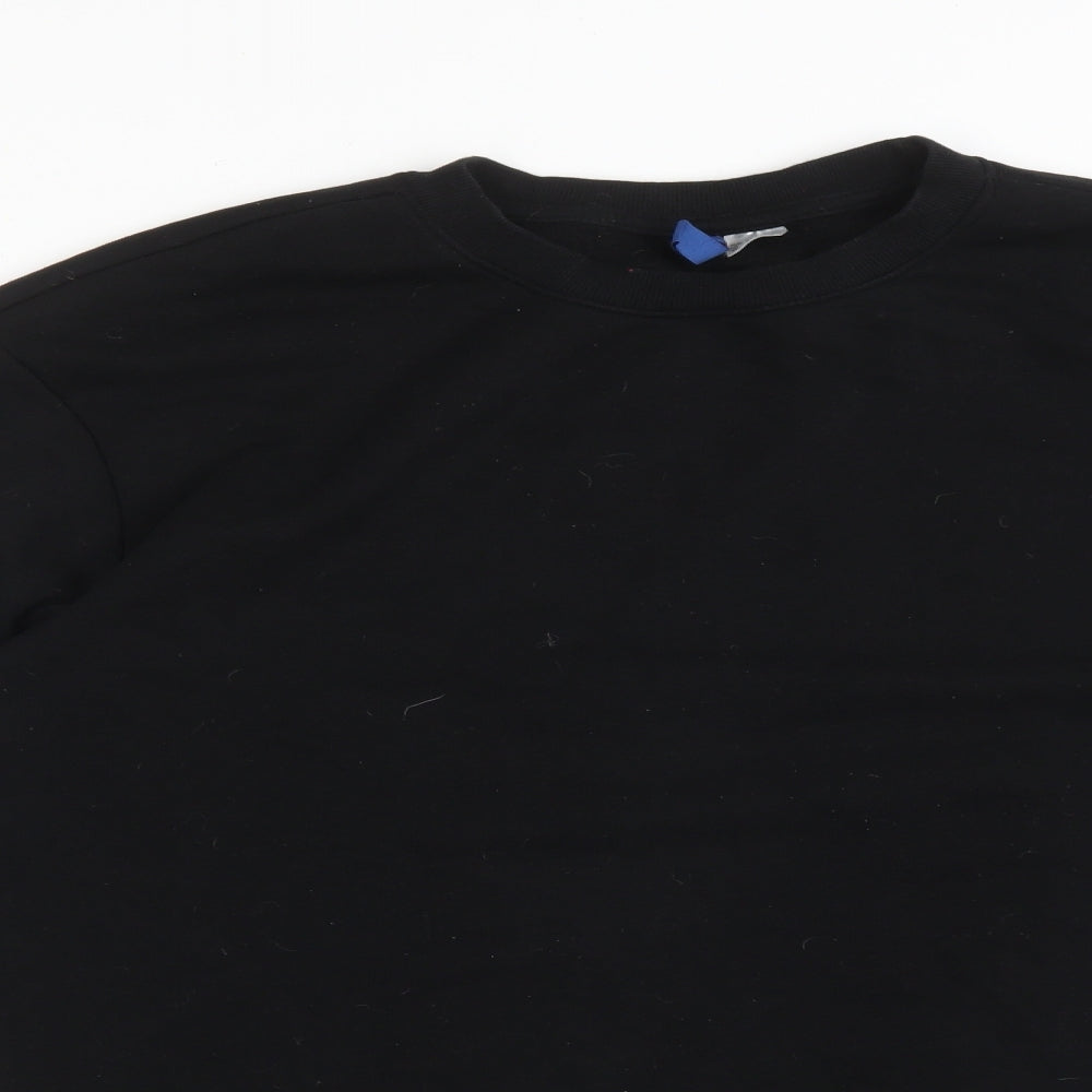 H&M Womens Black  Cotton Pullover Sweatshirt Size S