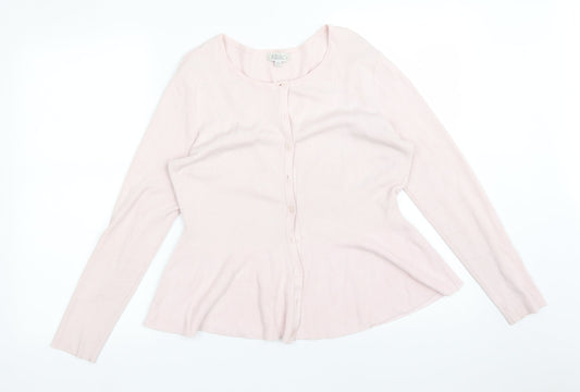 Kaliko Womens Pink Round Neck  Viscose Cardigan Jumper Size 12