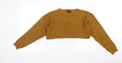 Front view of New Look women’s yellow pullover sweatshirt, size M