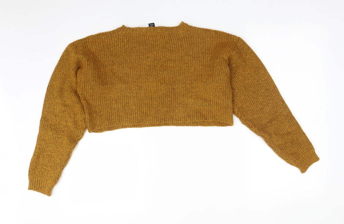 Back view of New Look women’s yellow pullover sweatshirt, size M