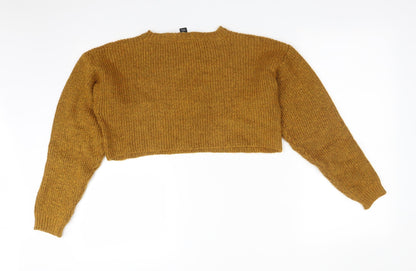 Back view of New Look women’s yellow pullover sweatshirt, size M