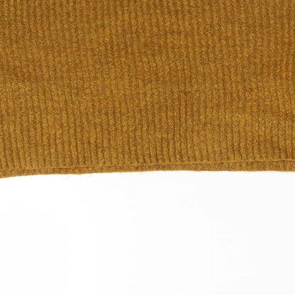 Brand and care label for New Look women’s yellow pullover sweatshirt, size M