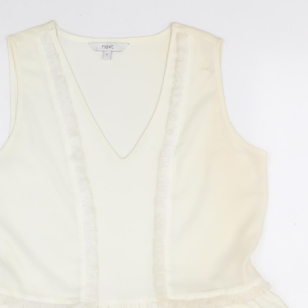 NEXT Womens Ivory  Polyester A-Line  Size 6  V-Neck