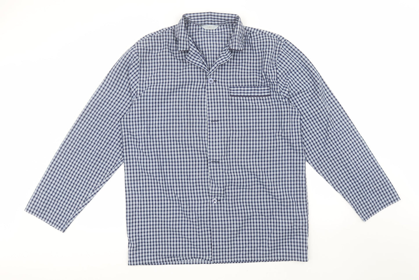 Mens UK Size M Marks and Spencer Blue  Button-Up Long Sleeve Casual Shirt