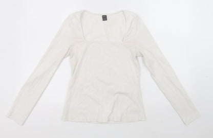 SheIn Womens White   Basic T-Shirt Size 12 Square Neck