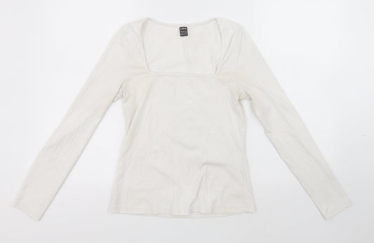 SheIn Womens White   Basic T-Shirt Size 12 Square Neck