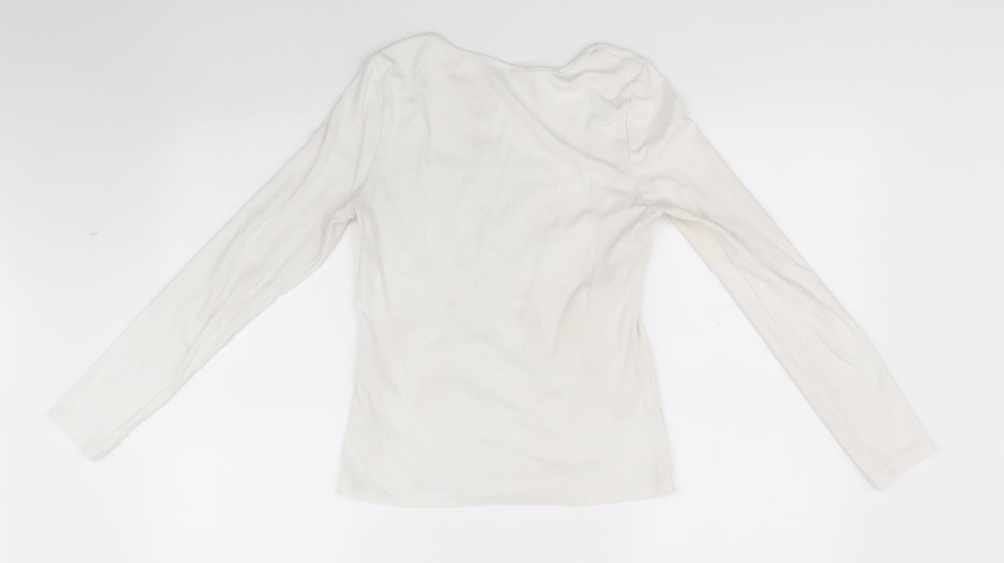 SheIn Womens White   Basic T-Shirt Size 12 Square Neck