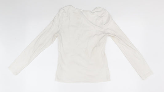 SheIn Womens White   Basic T-Shirt Size 12 Square Neck