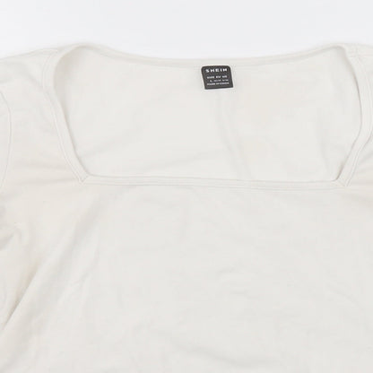 SheIn Womens White   Basic T-Shirt Size 12 Square Neck