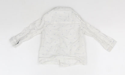 mamas & papas Girls White  Cotton Basic Button-Up Size 9-12 Months Collared  - Fish