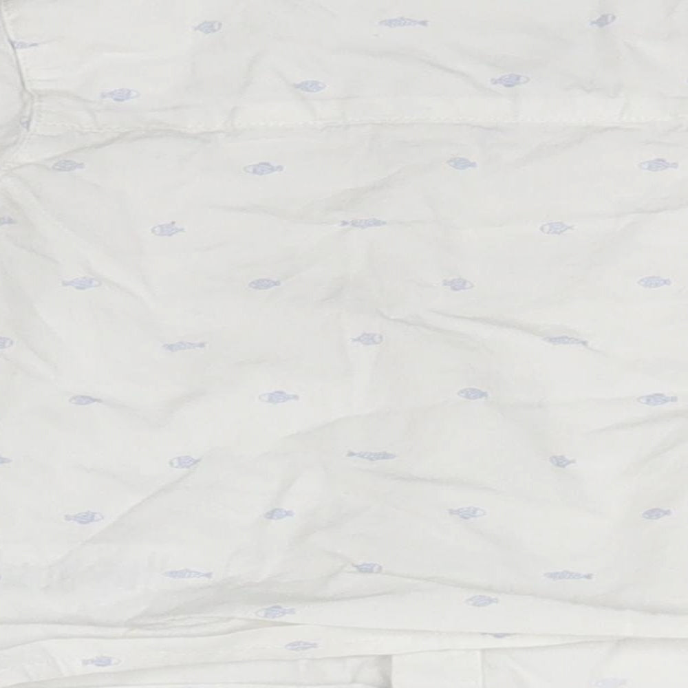 mamas & papas Girls White  Cotton Basic Button-Up Size 9-12 Months Collared  - Fish