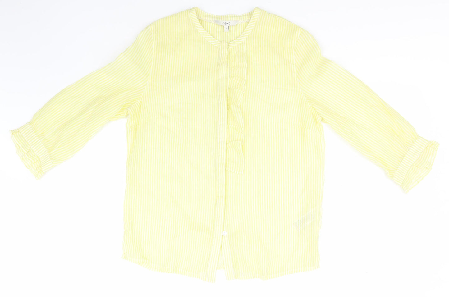Womens UK Size 6 NEXT Yellow Basic Button-Up