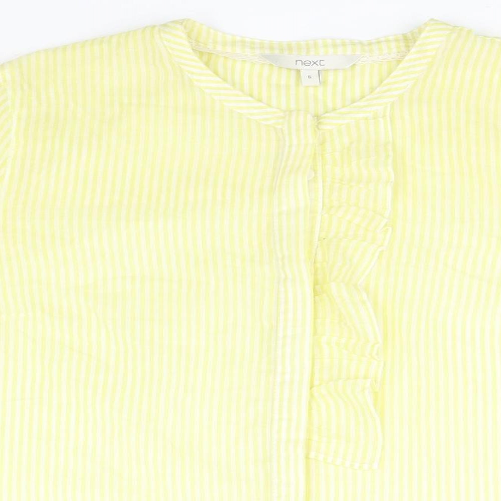 Womens UK Size 6 NEXT Yellow Basic Button-Up