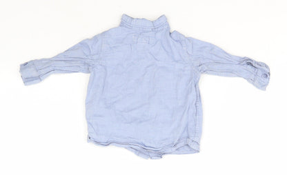 H&M Boys Blue  Cotton Basic Button-Up Size 3-6 Months Collared