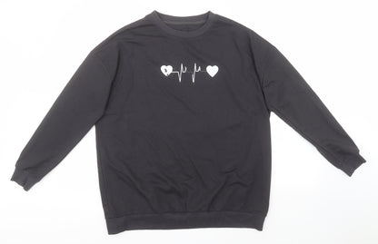 SheIn Womens Green Round Neck  Cotton Pullover Jumper Size S   - Heartbeat