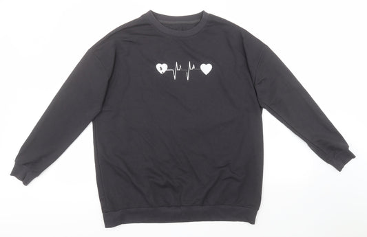 SheIn Womens Green Round Neck  Cotton Pullover Jumper Size S   - Heartbeat