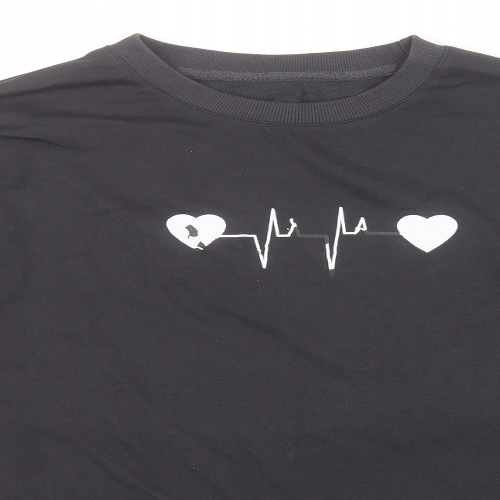 SheIn Womens Green Round Neck  Cotton Pullover Jumper Size S   - Heartbeat