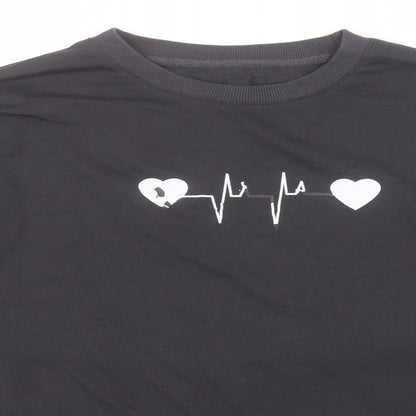 SheIn Womens Green Round Neck  Cotton Pullover Jumper Size S   - Heartbeat