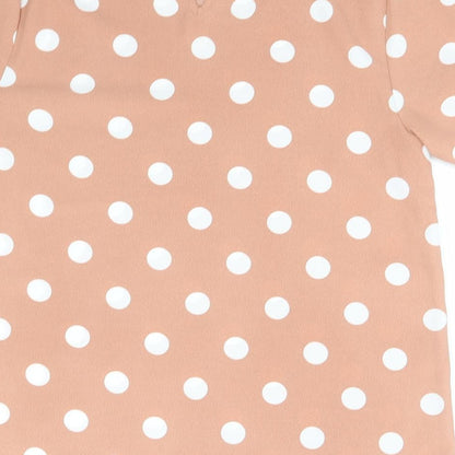 Primark Womens Red Polka Dot Polyester Basic T-Shirt Size 12 Round Neck