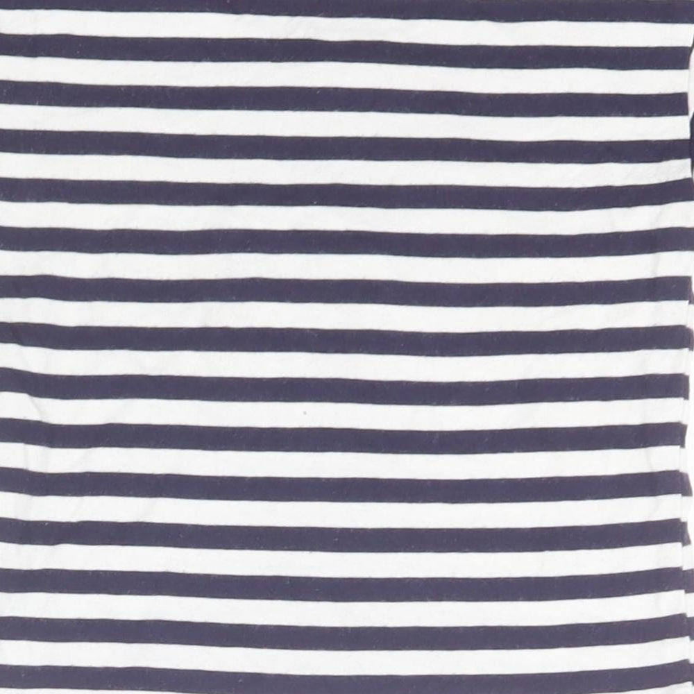 PEPPERLAND Girls Blue Striped  Basic T-Shirt Size 2-3 Years Round Neck  - Palm Tree