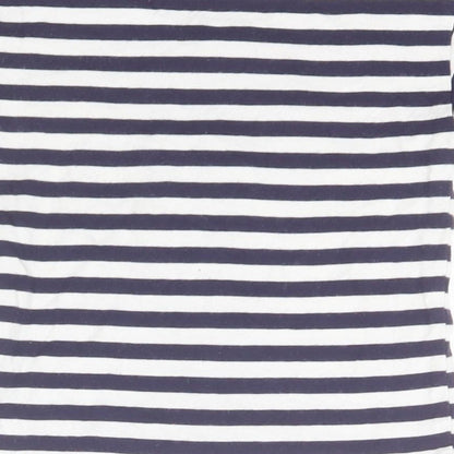 PEPPERLAND Girls Blue Striped  Basic T-Shirt Size 2-3 Years Round Neck  - Palm Tree