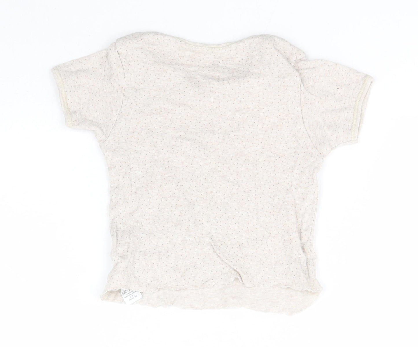 George Girls Green Spotted Cotton Basic T-Shirt Size 2-3 Years Round Neck