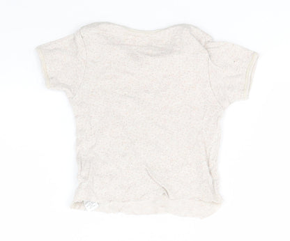 George Girls Green Spotted Cotton Basic T-Shirt Size 2-3 Years Round Neck
