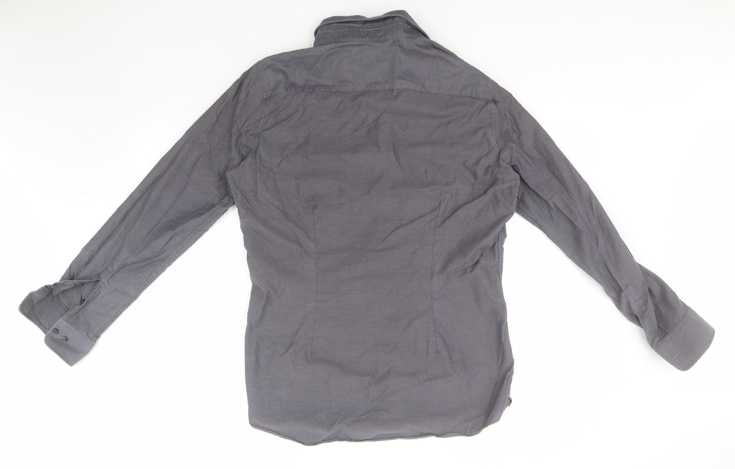 Mens UK Size 16 NEXT Grey  Button-Up Long Sleeve Casual Shirt