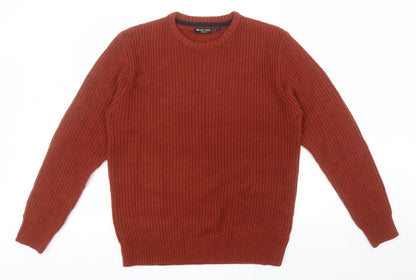Brave Soul Mens Red Round Neck  Acrylic Pullover Jumper Size L