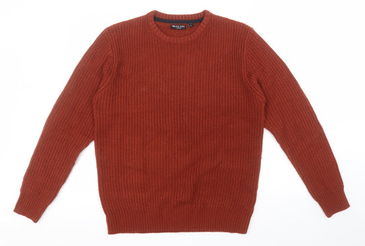 Brave Soul Mens Red Round Neck  Acrylic Pullover Jumper Size L