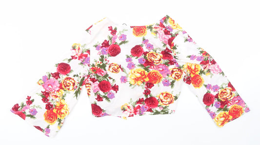 Primark Womens White Floral Viscose Basic Blouse Size 10 Roll Neck
