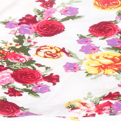 Primark Womens White Floral Viscose Basic Blouse Size 10 Roll Neck