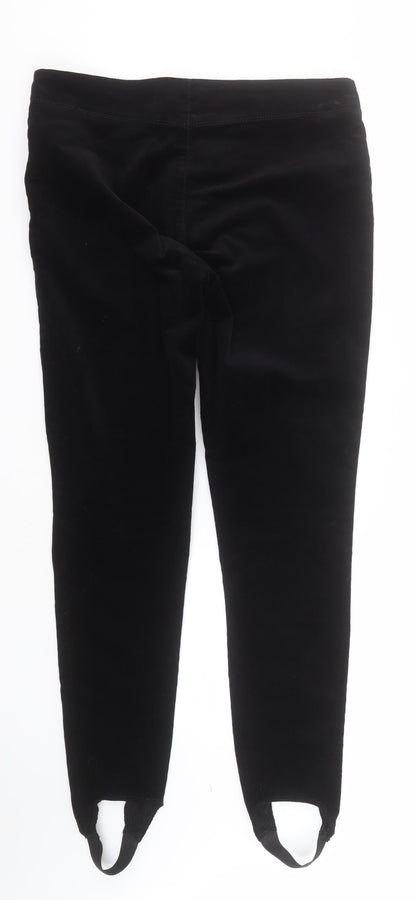 Marks and Spencer Womens Black  Cotton Trousers  Size 12 L28 in Regular
