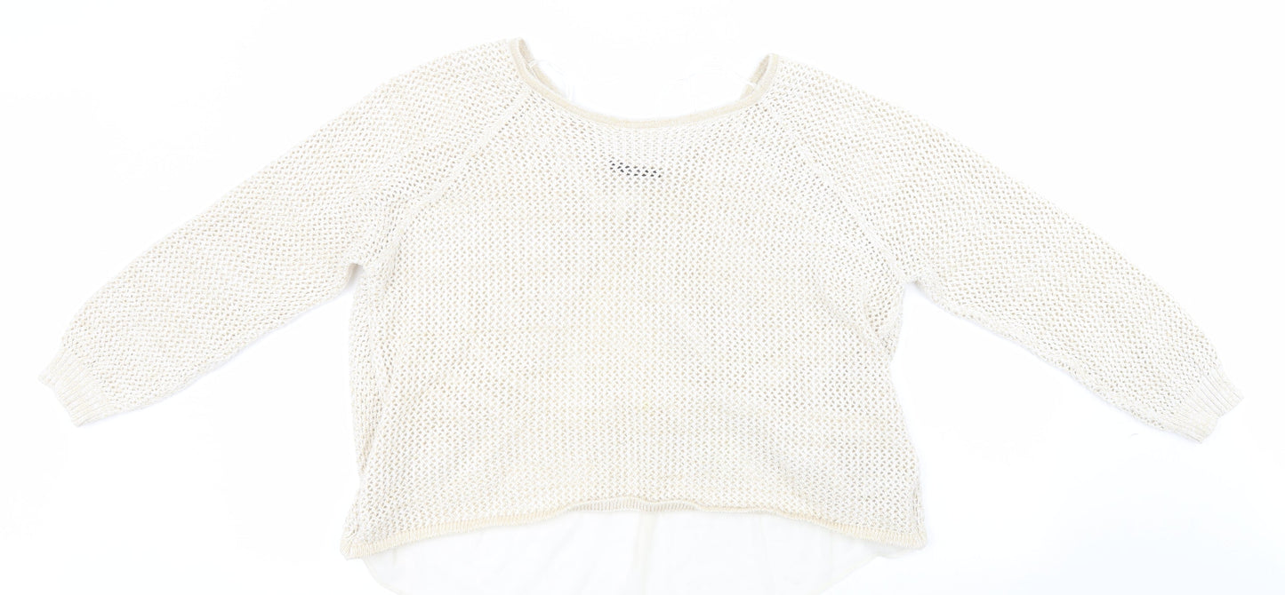 George Womens Gold Round Neck  Cotton Pullover Jumper Size 20