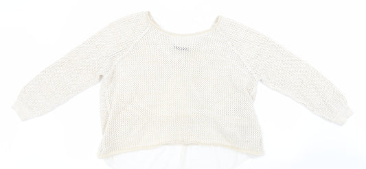 George Womens Gold Round Neck  Cotton Pullover Jumper Size 20