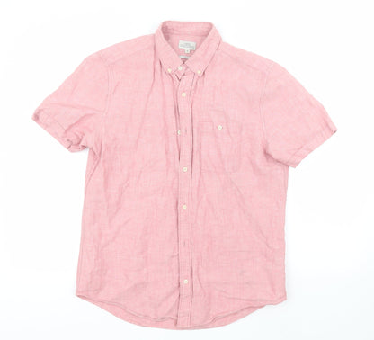 NEXT Womens Pink  Linen Basic Button-Up Size M Collared