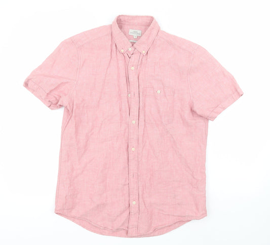 NEXT Womens Pink  Linen Basic Button-Up Size M Collared