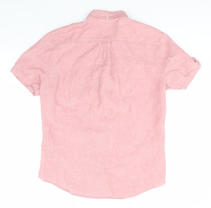 NEXT Womens Pink  Linen Basic Button-Up Size M Collared